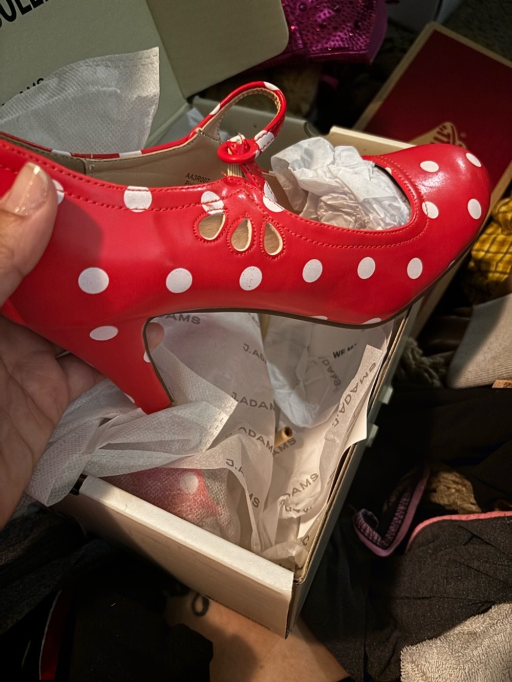 Red Polka Dot Mary Jane Heels - Women